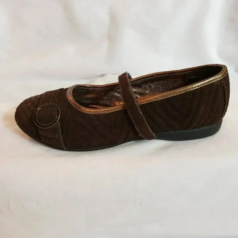 Vintage Stride Rite Darcy Girls 5W Brown Suede Maryjanes Retro‎ Y2K Concert